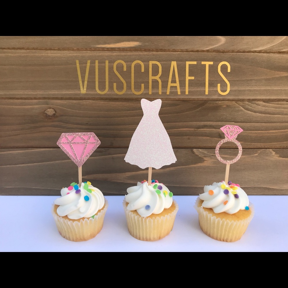 12 bridal shower cupcake toppers